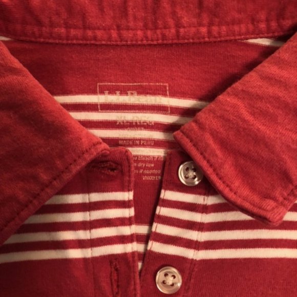 L.L. Bean Red and White Striped Collared Shirt - Picture 2 of 3